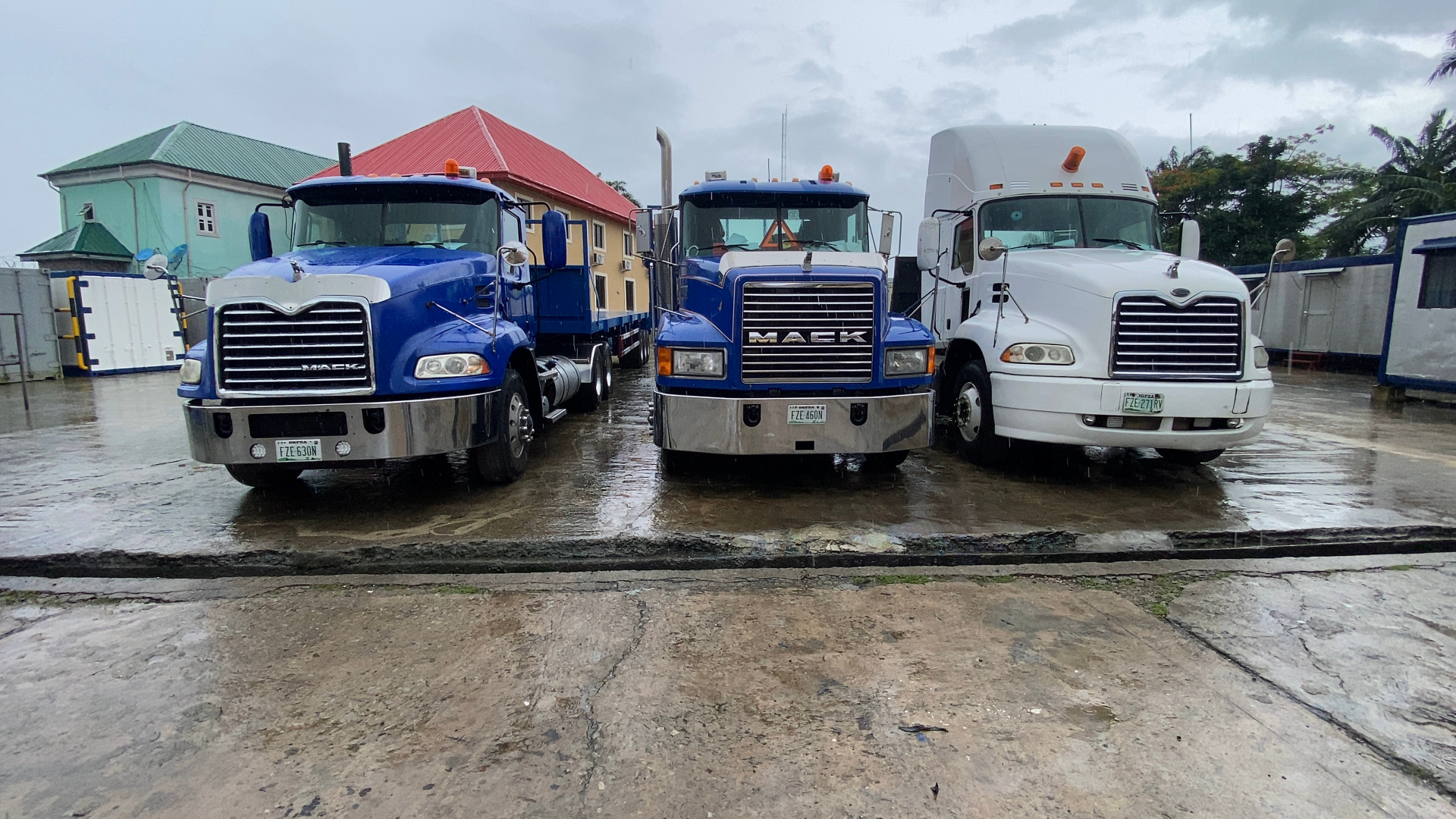 Mack heavy hauler line-up at the operations base