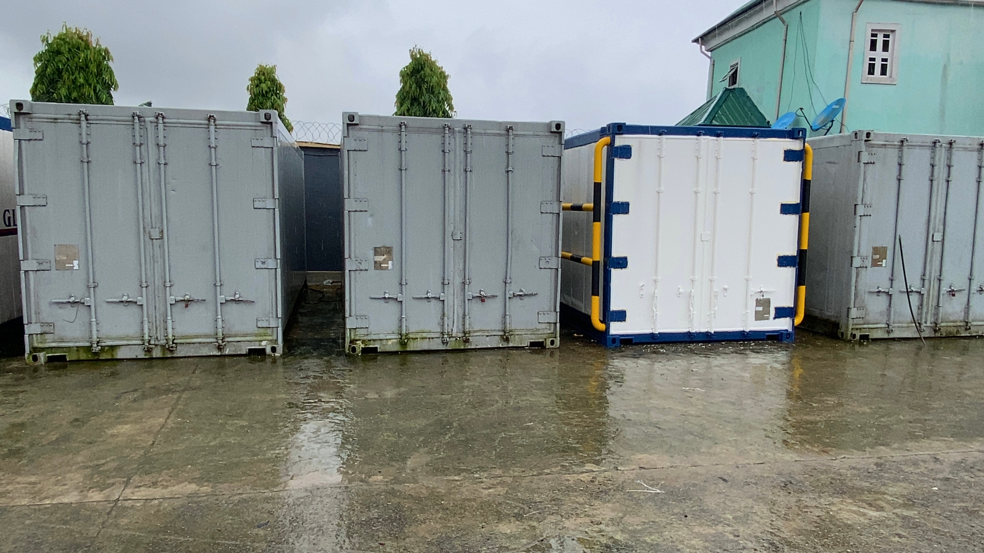 Reefer container row awaiting despatch