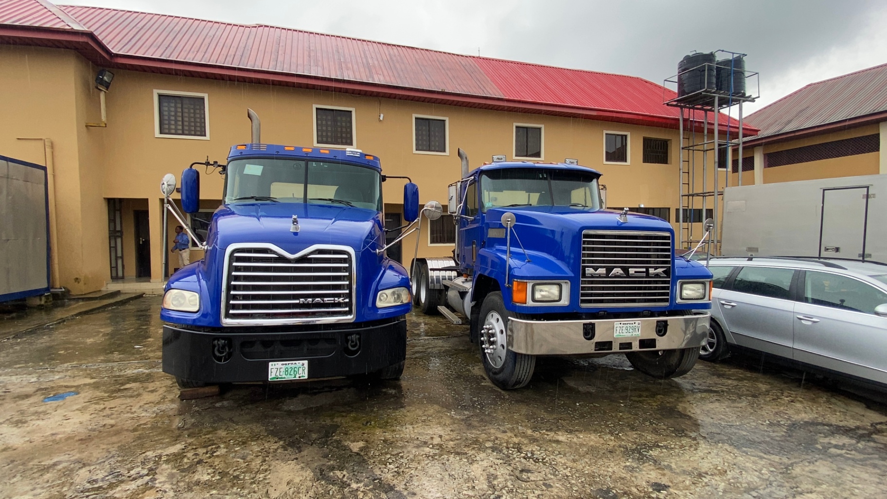 Mack heavy hauler positioned at the headquarters frontage
